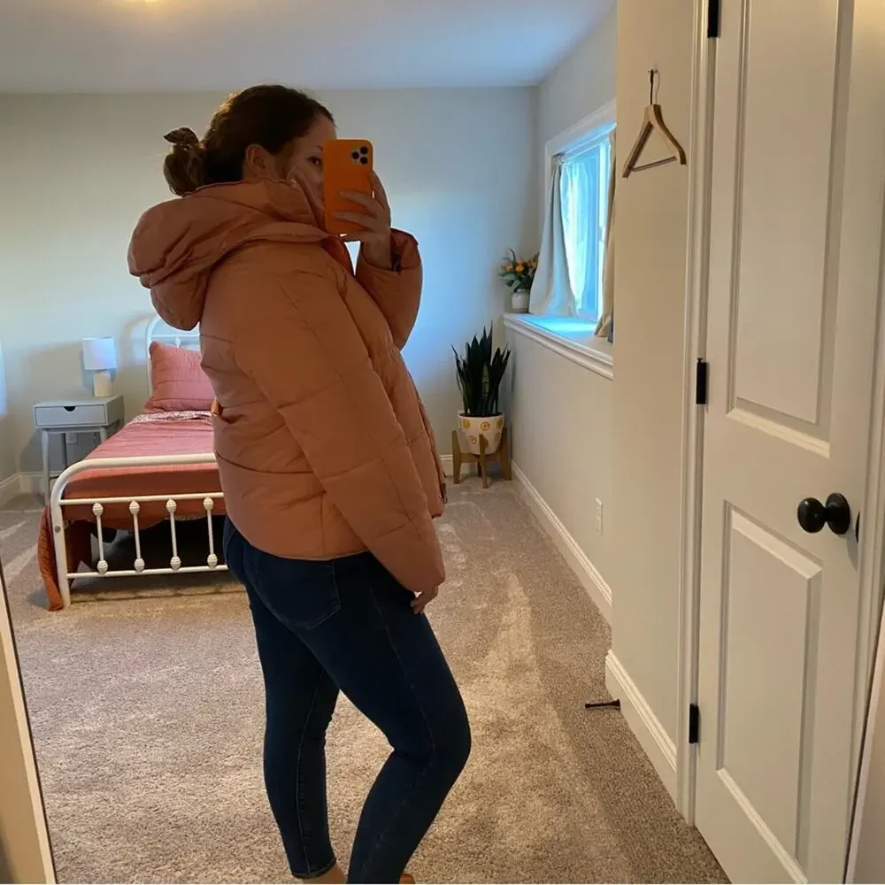 J. Crew Pink Signature Puffer Coat Small